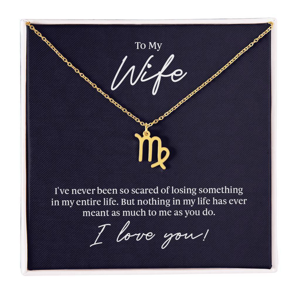 To My Wife Loss Sympathy Virgo  Zodiac Necklace Gold Tone Standard Box